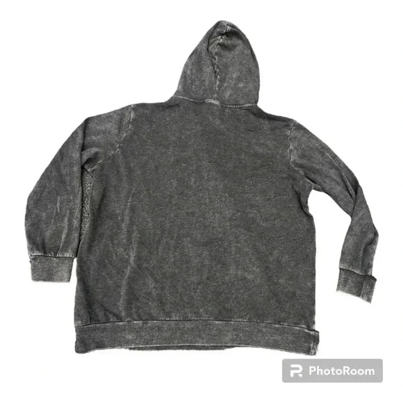 TORRID Skull Black Mineral Wash Lace-Up Fleece Hoodie size 0/12 - Picture 6 of 9